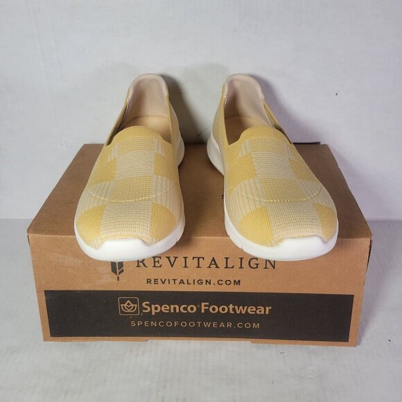 Spenco Women Comfort Stretch Ease Yellow & White Pattern Slip-On Sneakers Sz 10W - Picture 8 of 8